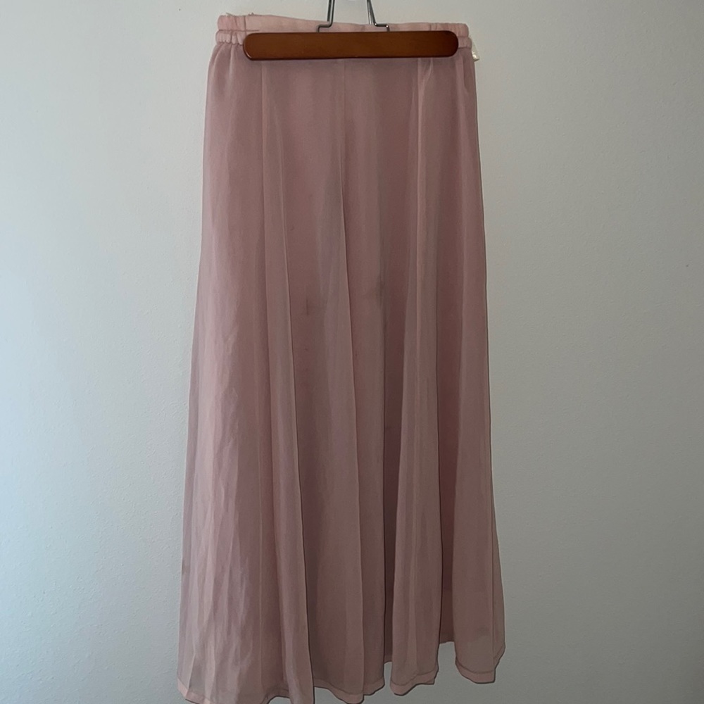 Susan Bristol Vintage long‎ blush polyester chiffon circular skirt Sz 9 / S-M